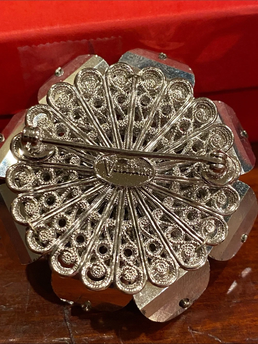 Vendome Crystal Lotus Flower Brooch Pin - Clear Sparkling Petals